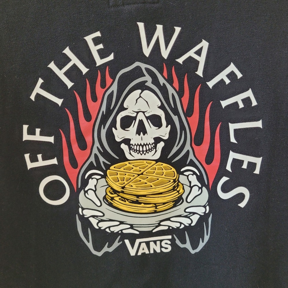 VANS L Black Off The Waffles Grim Reaper Skeleton Sweatshirt